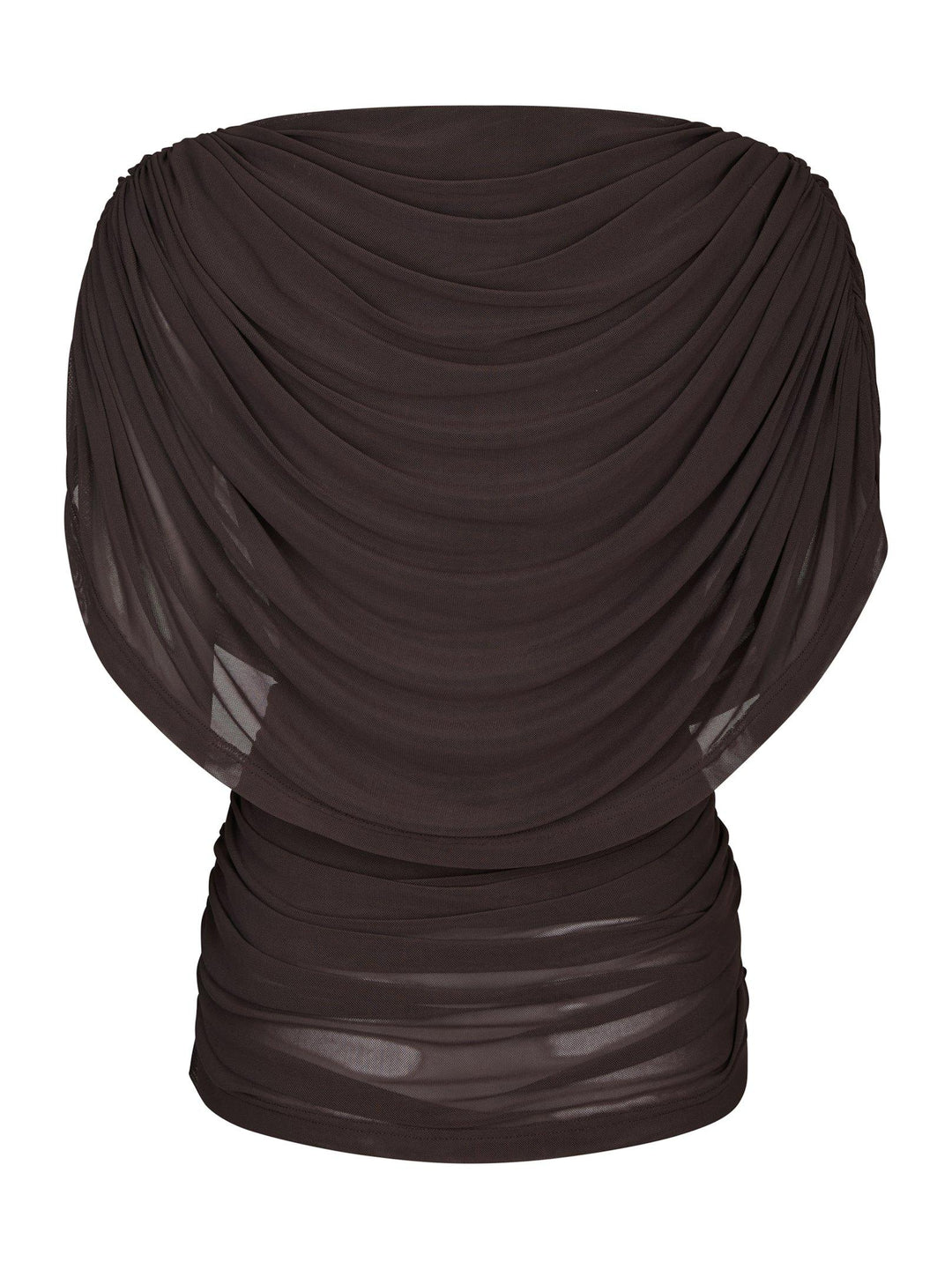Cottuna Drapy Mesh Top Brown