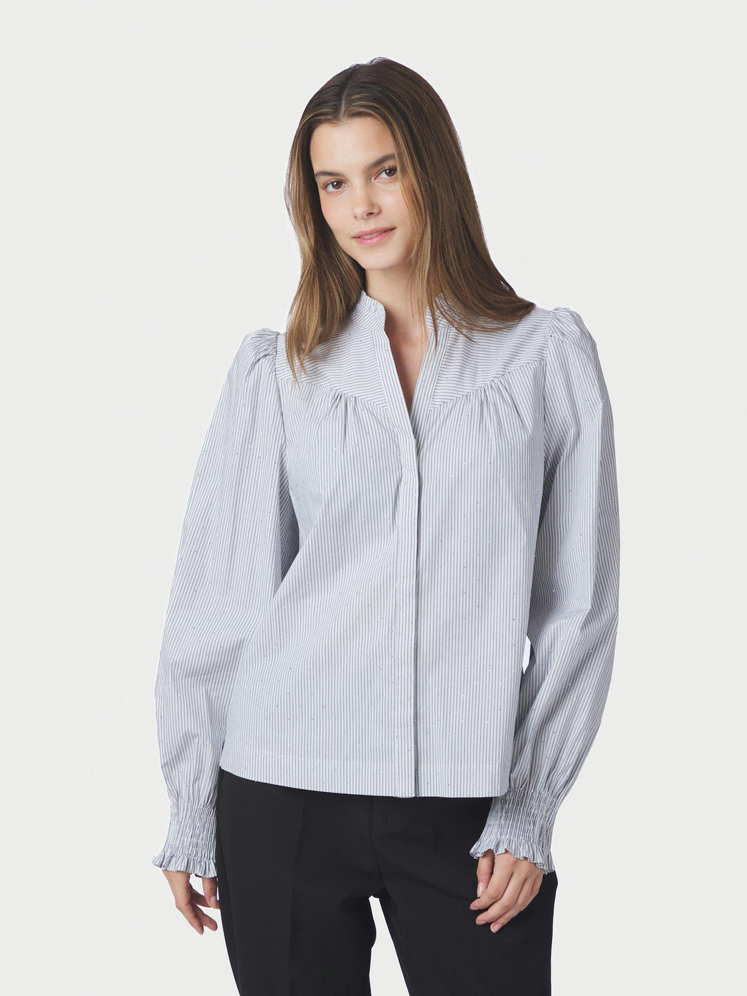 Astrida Stripe Stone Blouse White