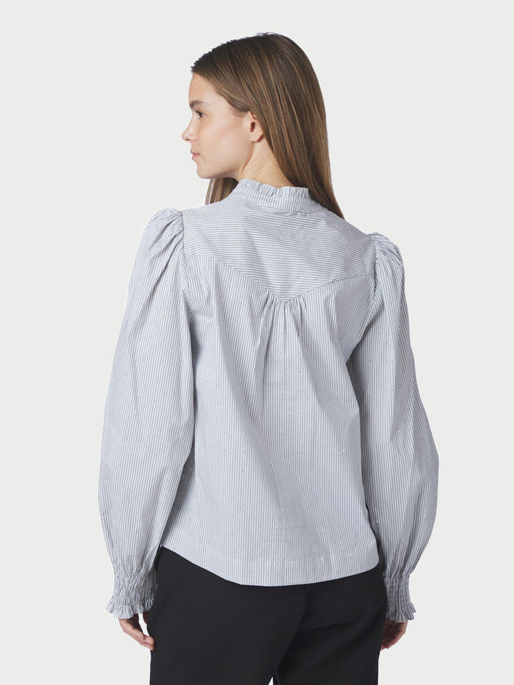 Astrida Stripe Stone Blouse White