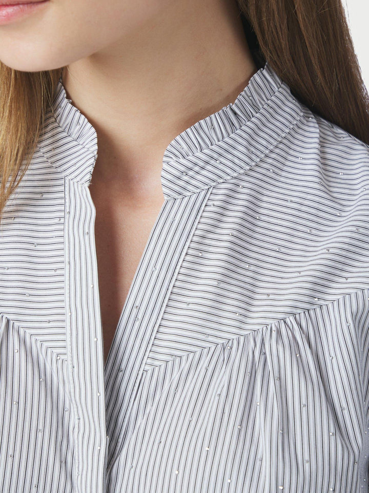 Astrida Stripe Stone Blouse White