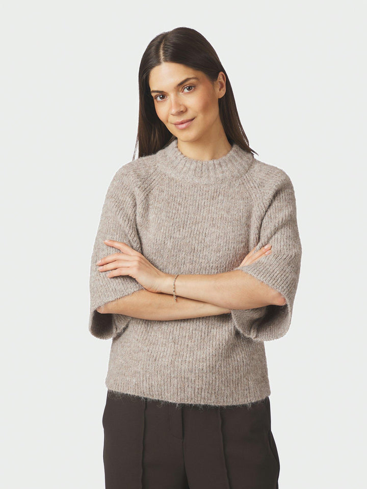 Bandi Fluffy Knit Blouse Beige Melange