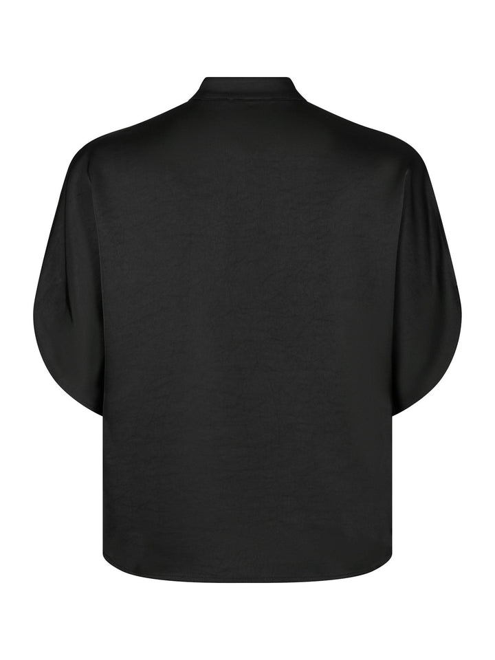 Anelle Heavy Sateen Blouse Black