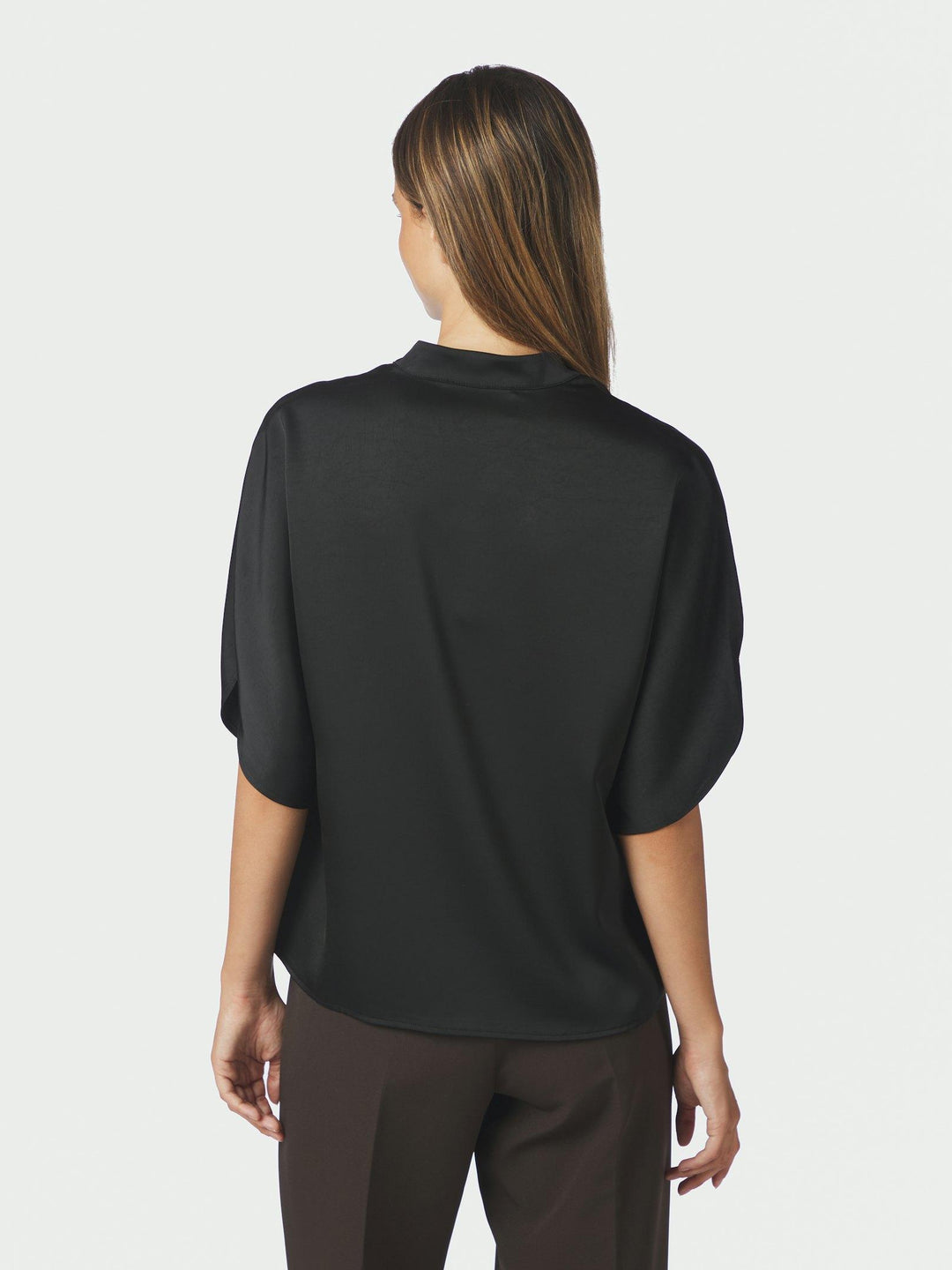 Anelle Heavy Sateen Blouse Black