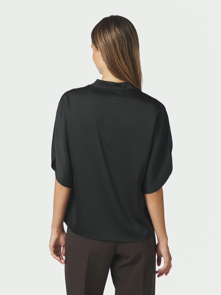 Anelle Heavy Sateen Blouse Black