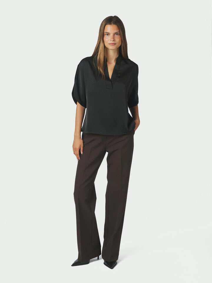 Anelle Heavy Sateen Blouse Black