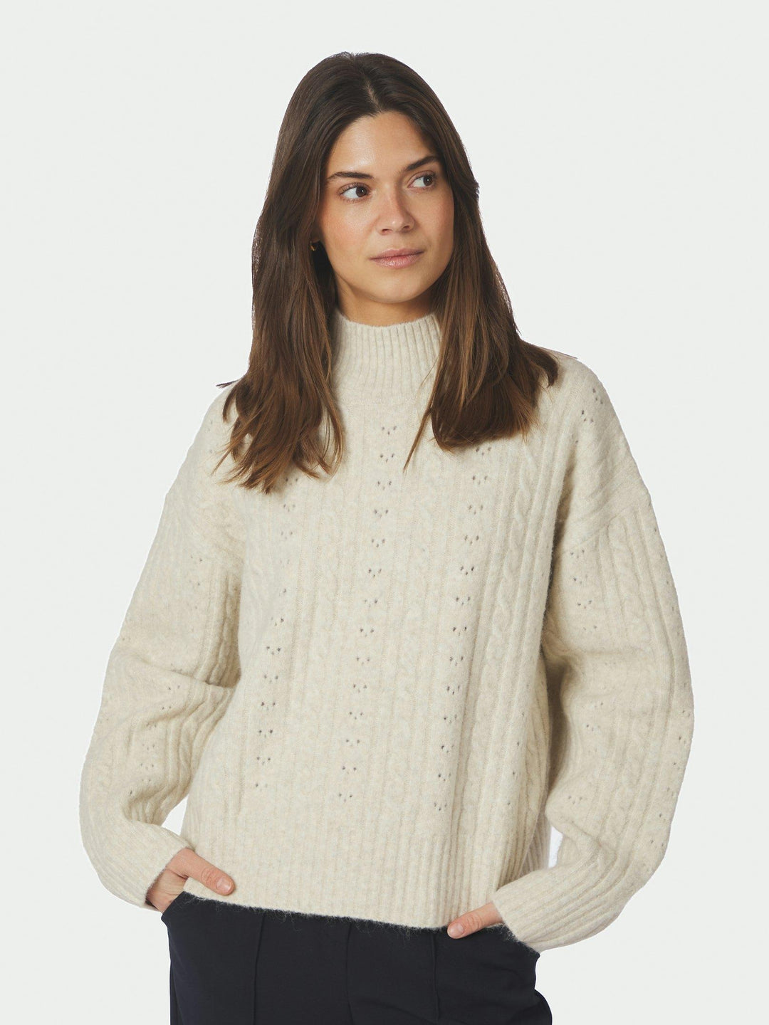 Anda Cable Knit Blouse Ivory