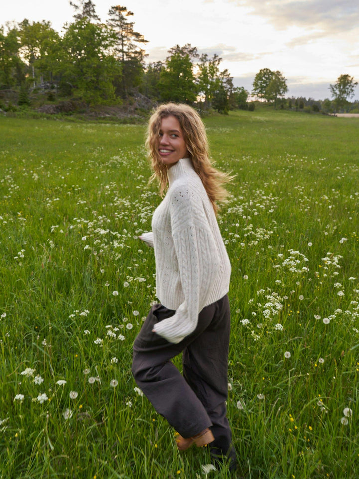 Anda Cable Knit Blouse Ivory