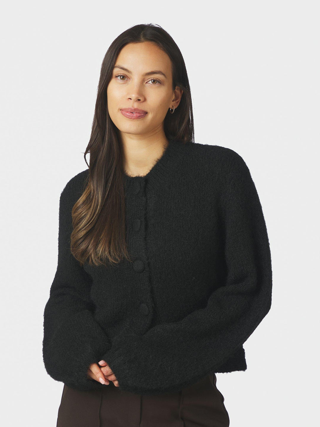 Gio Fluffy Knit Cardigan Black