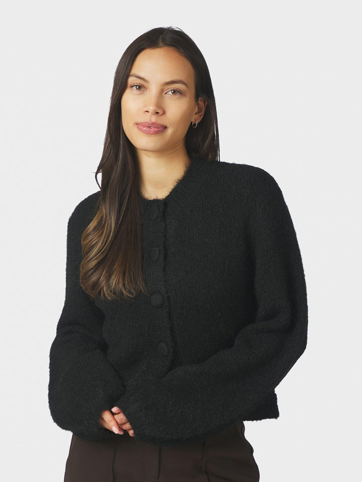Gio Fluffy Knit Cardigan Black