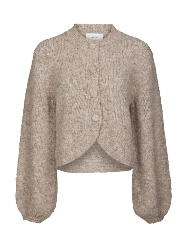 Gio Fluffy Knit Cardigan Beige Melange