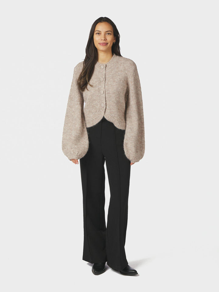 Gio Fluffy Knit Cardigan Beige Melange