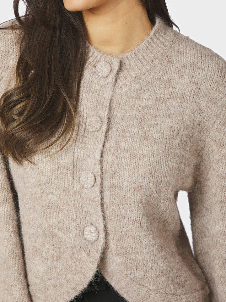 Gio Fluffy Knit Cardigan Beige Melange