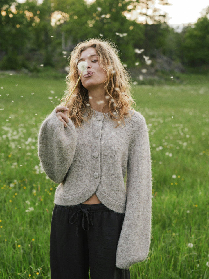 Gio Fluffy Knit Cardigan Beige Melange