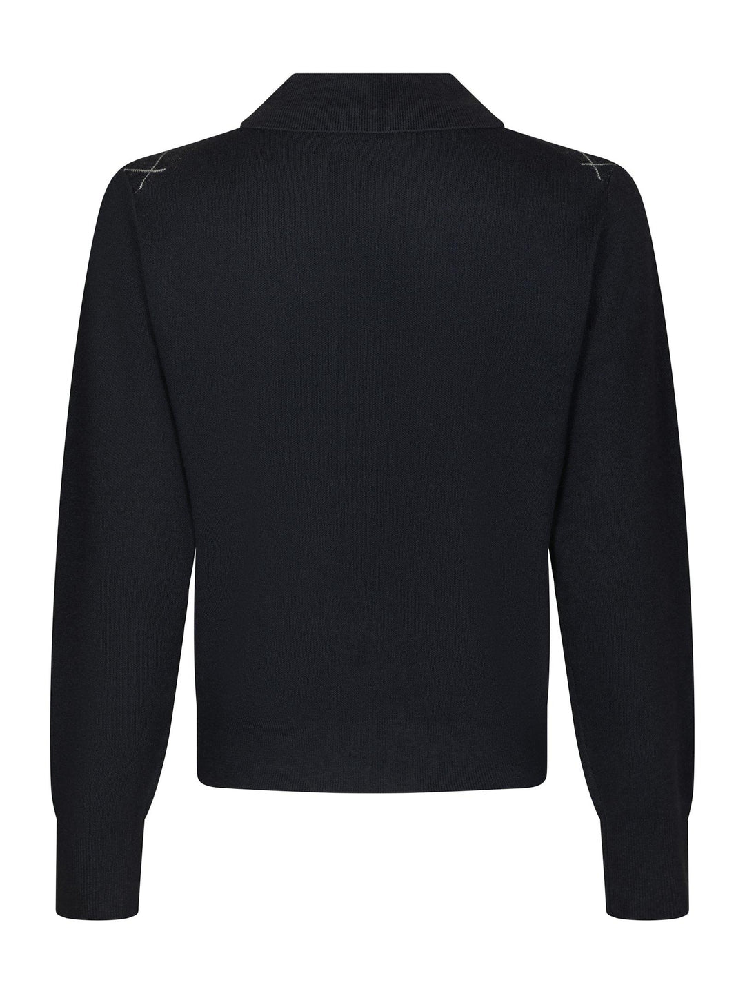 Julina Check Knit Blouse Navy