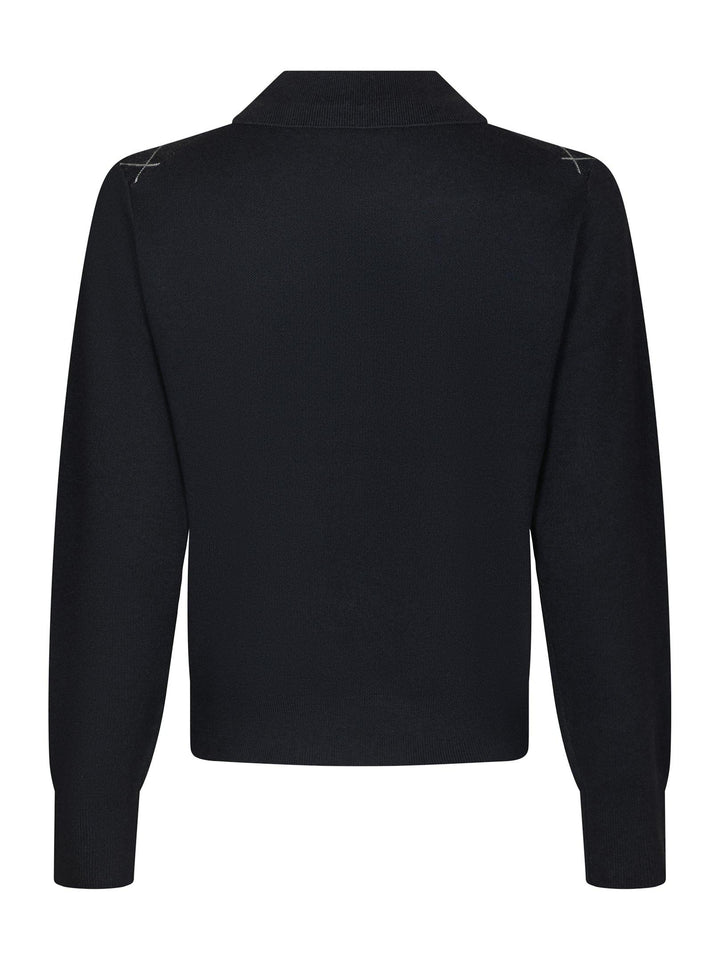 Julina Check Knit Blouse Navy