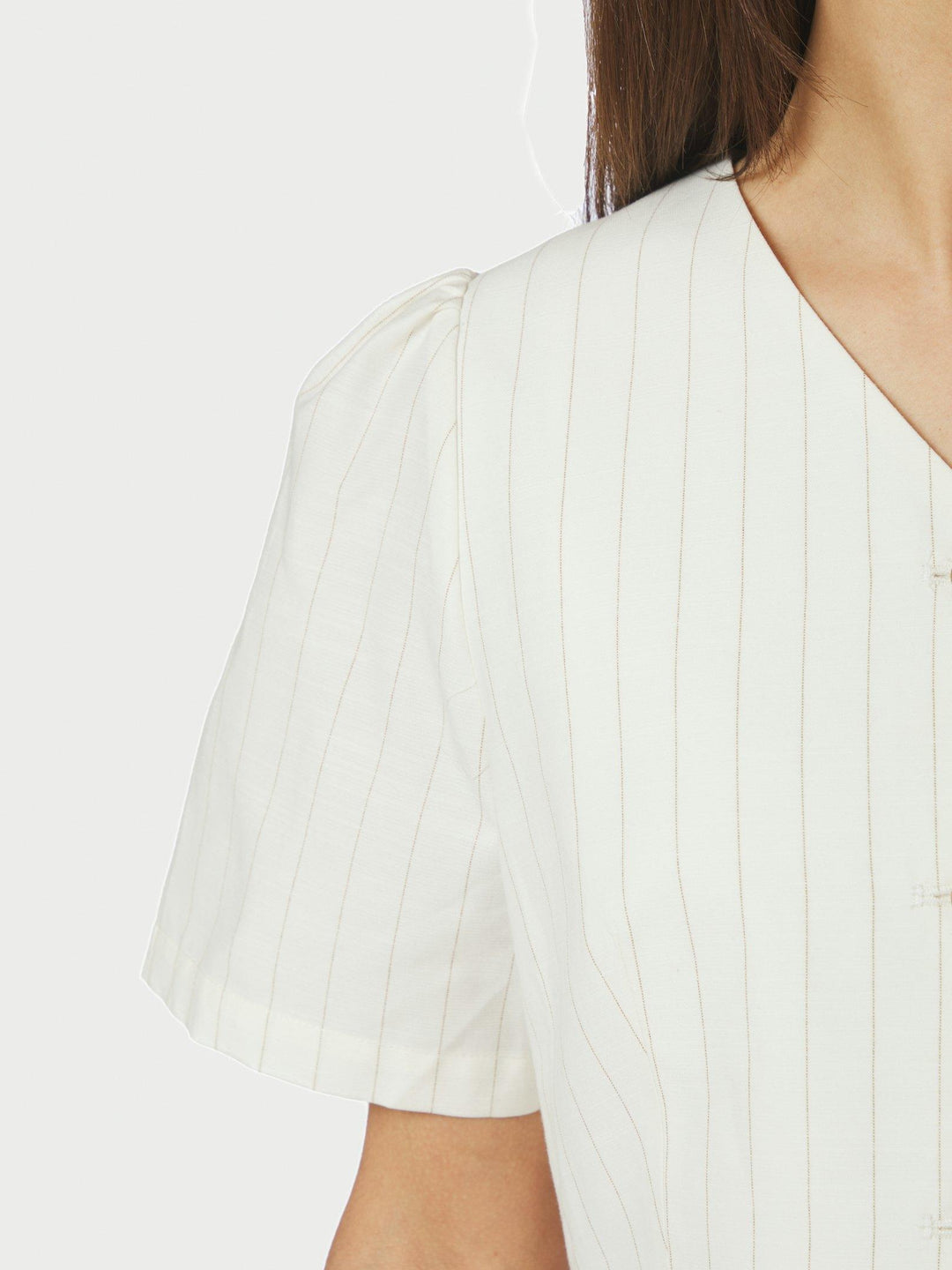 Jules Summer Stripe Blouse Taupe Stripe