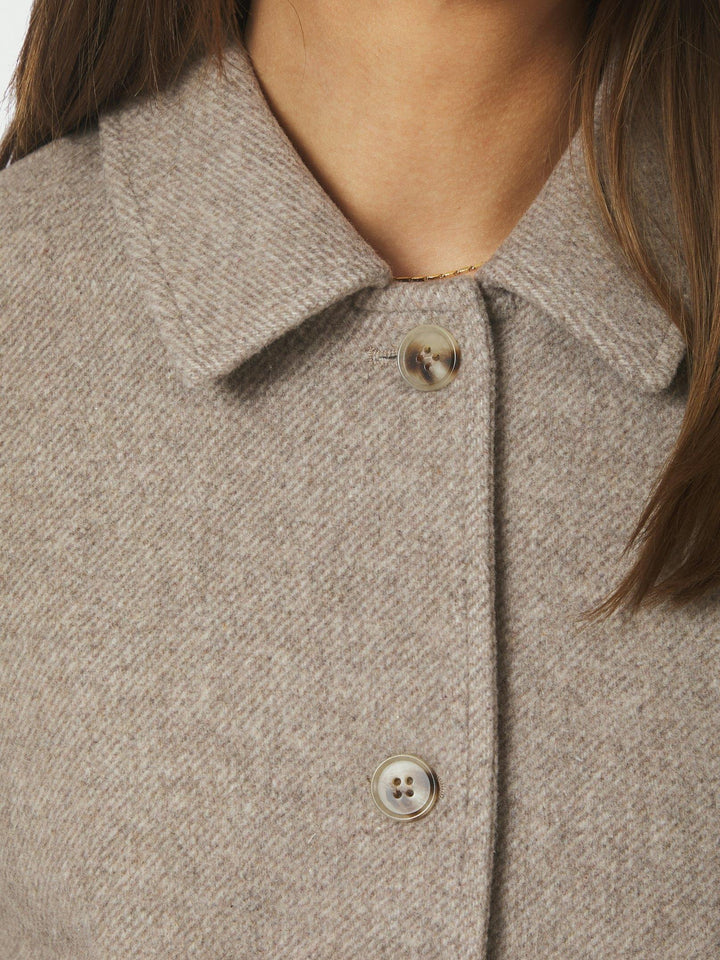 Hamra Herringbone Twill Jacket Beige Melange