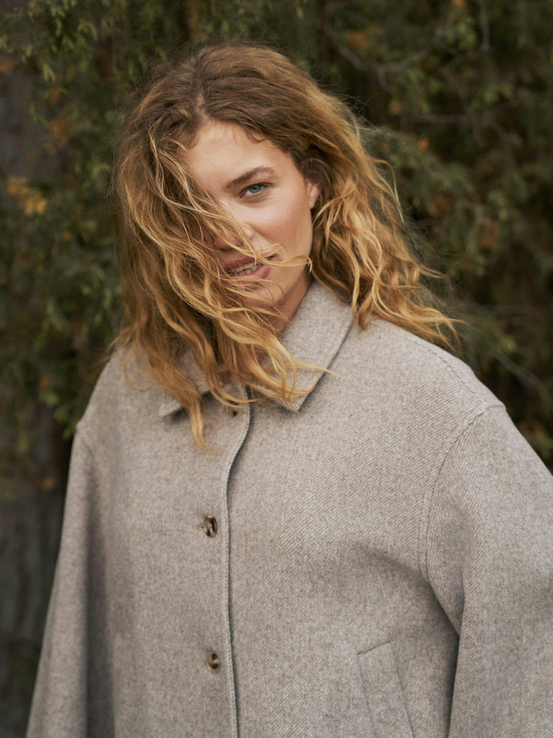 Hamra Herringbone Twill Jacket Beige Melange