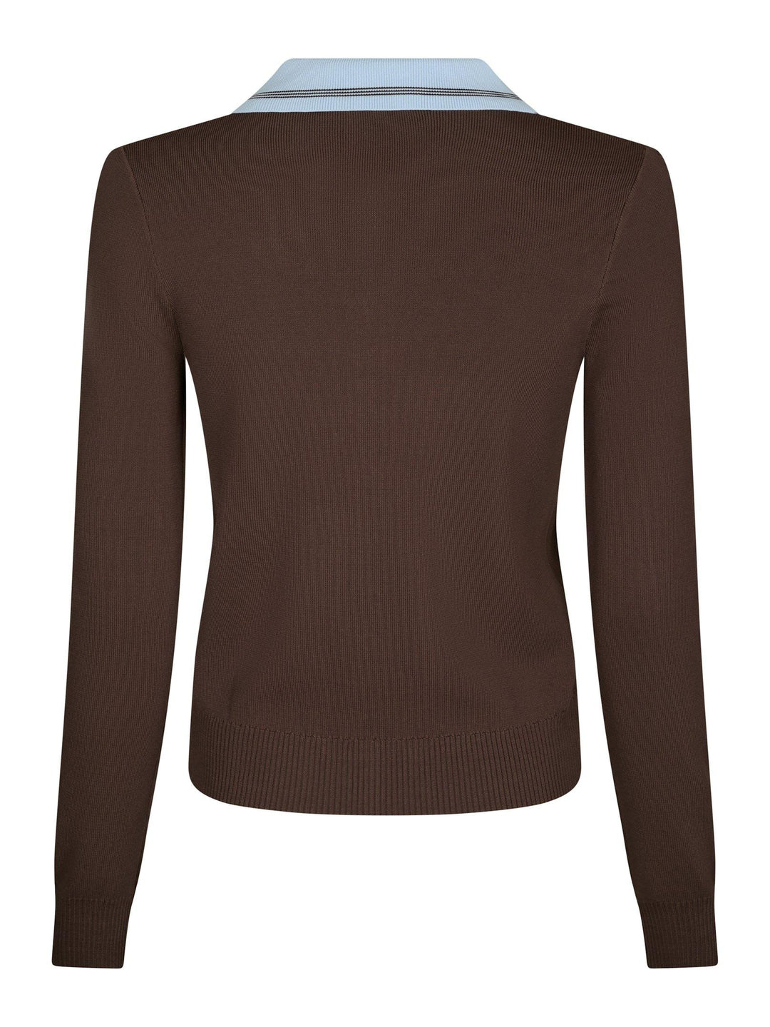 Filiana Contrast Polo Blouse Brown