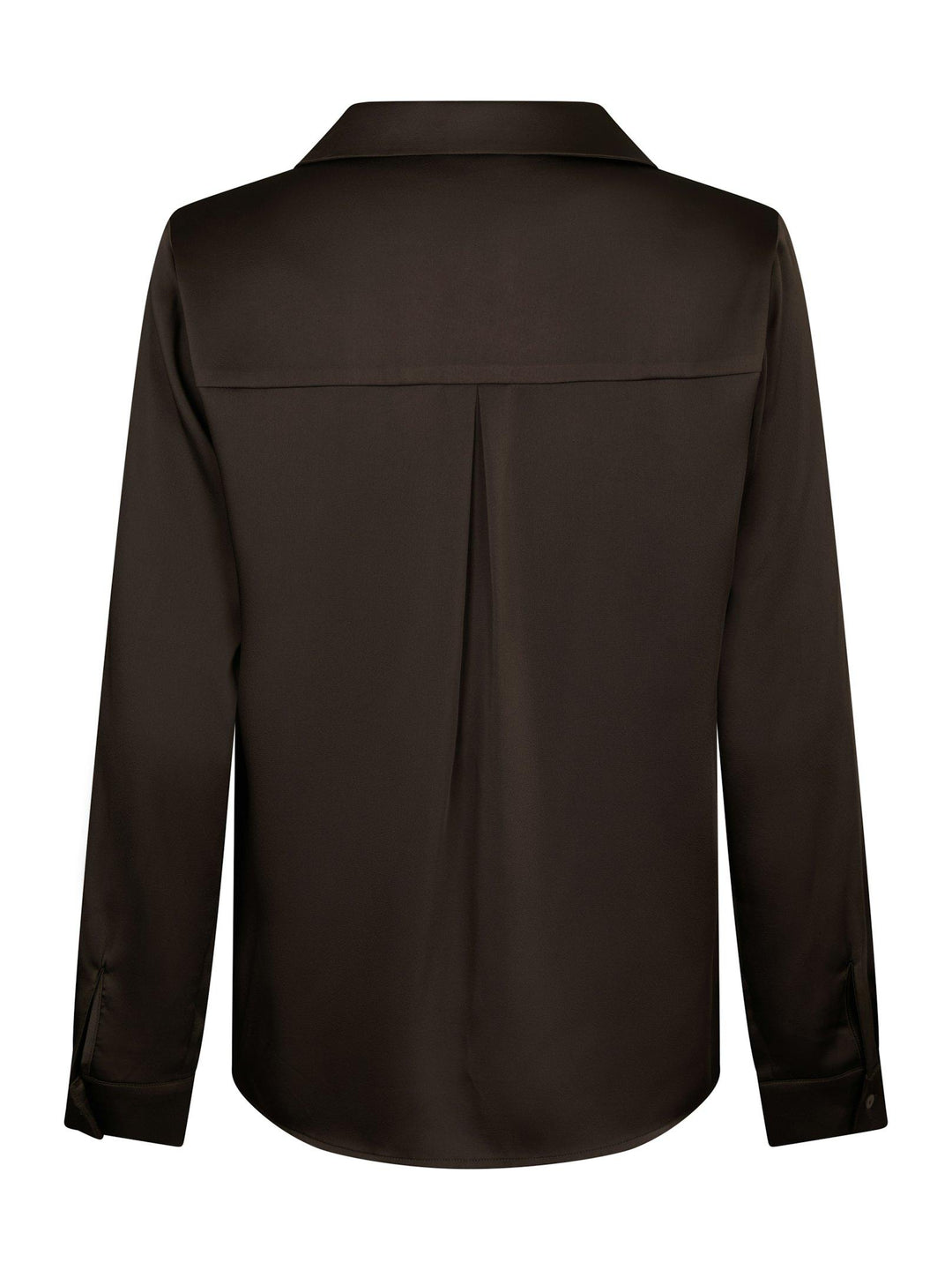 Hazelle Drapy Satin Shirt Dark Brown