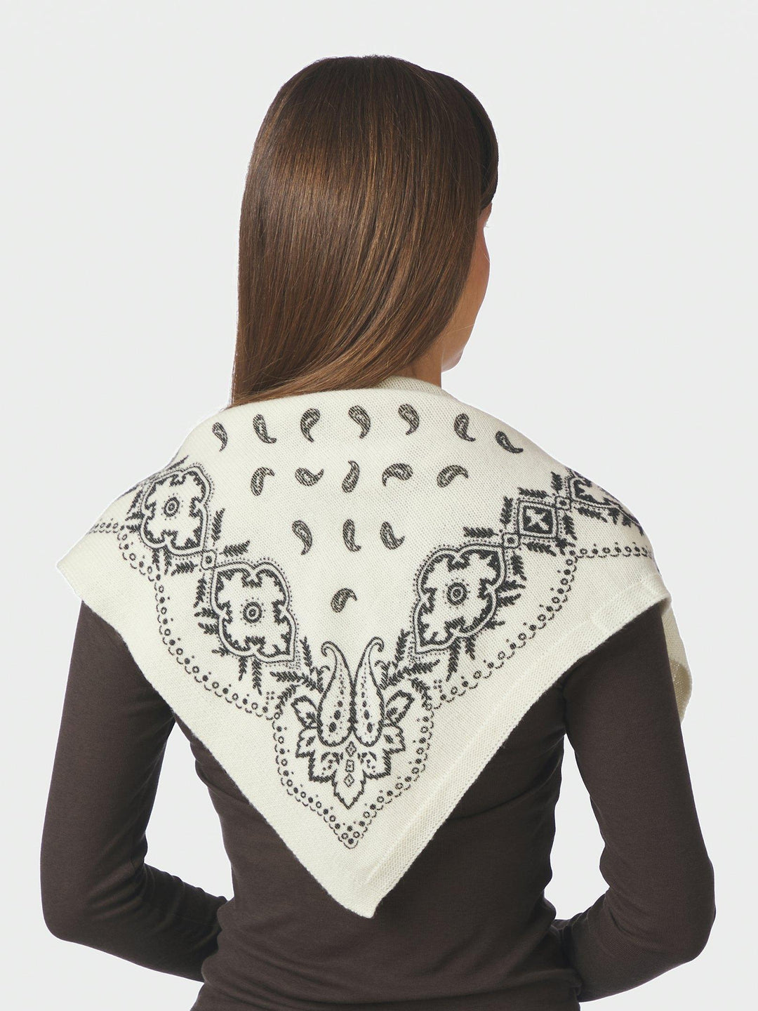 Adelina Paisley Knit Scarf Off White