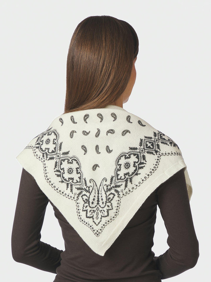 Adelina Paisley Knit Scarf Off White