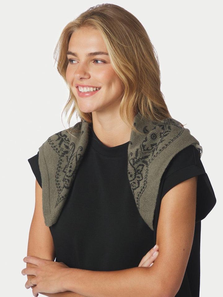 Adelina Paisley Knit Scarf Army