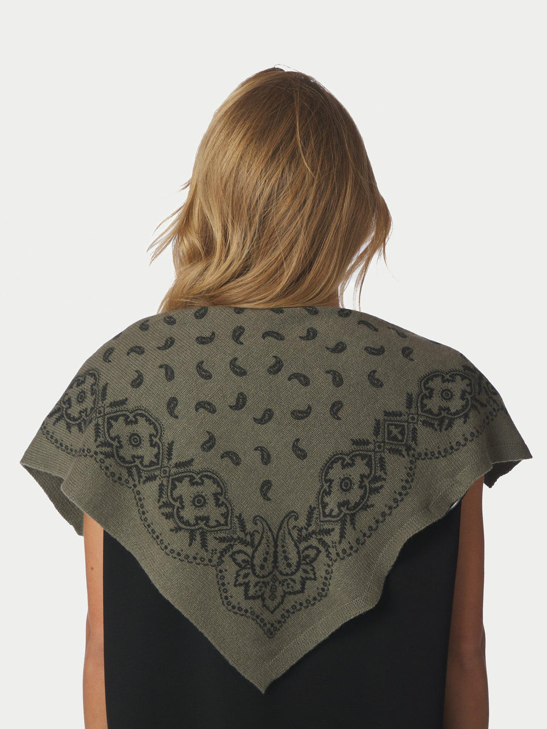Adelina Paisley Knit Scarf Army