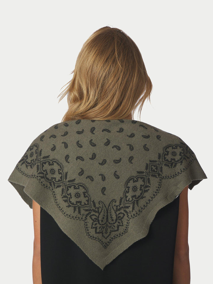 Adelina Paisley Knit Scarf Army