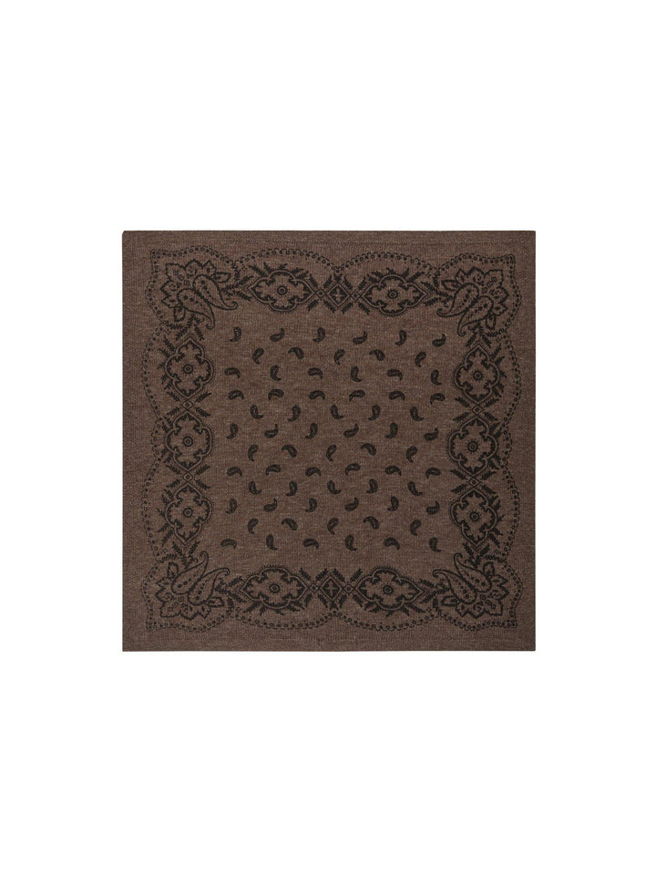 Adelina Paisley Knit Scarf Brown Melange