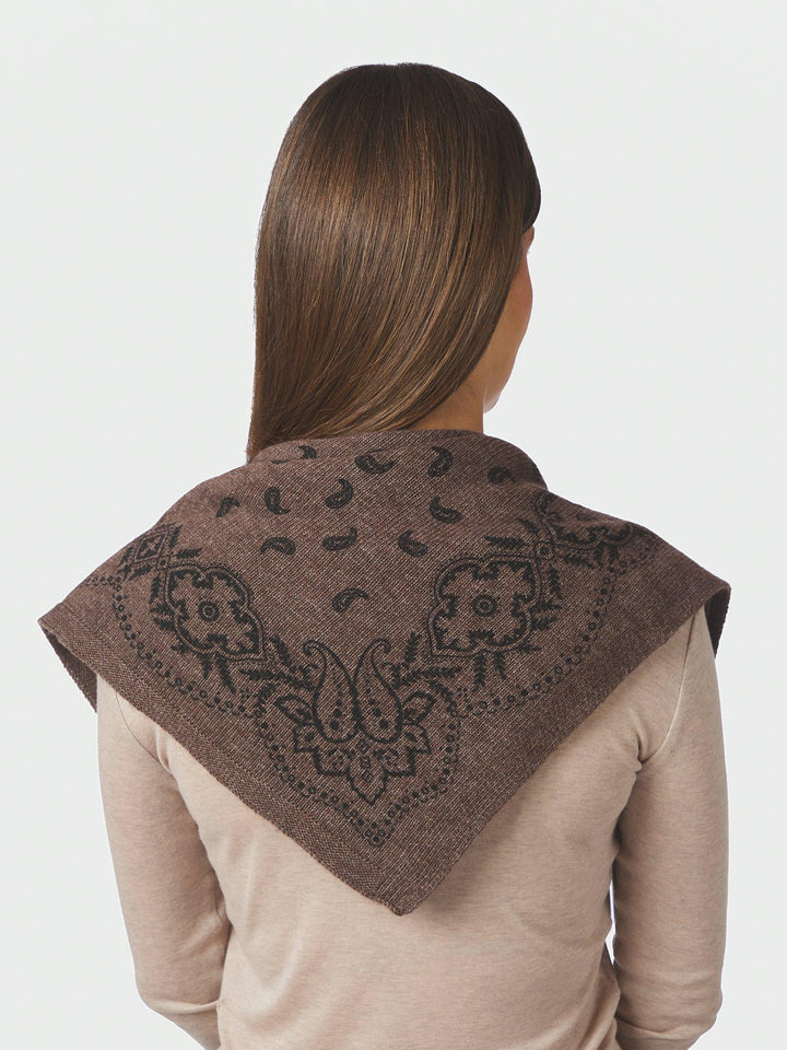 Adelina Paisley Knit Scarf Brown Melange