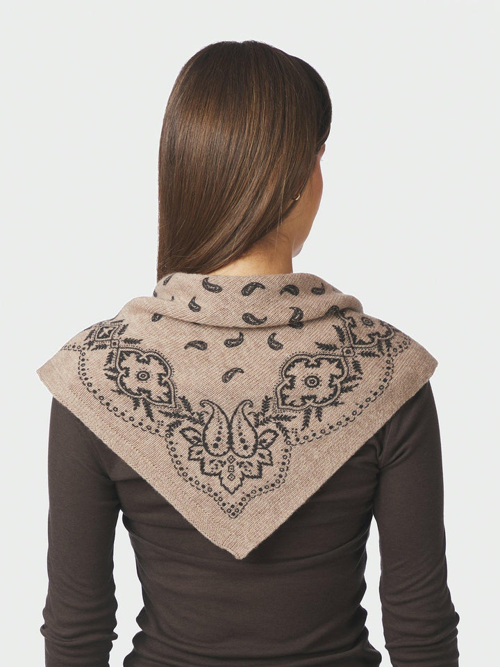 Adelina Paisley Knit Scarf Beige Melange