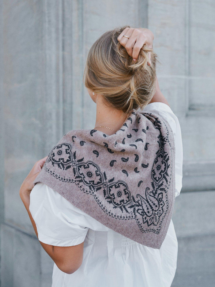 Adelina Paisley Knit Scarf Beige Melange