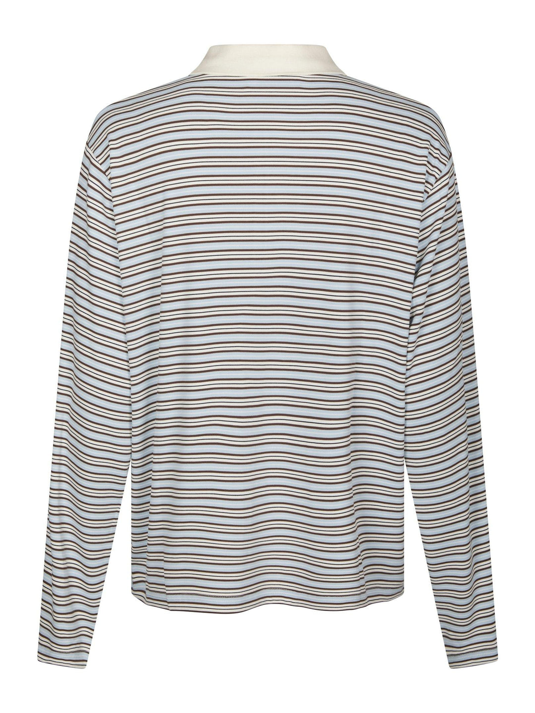 Lirenne Striped Polo Blouse Light Blue