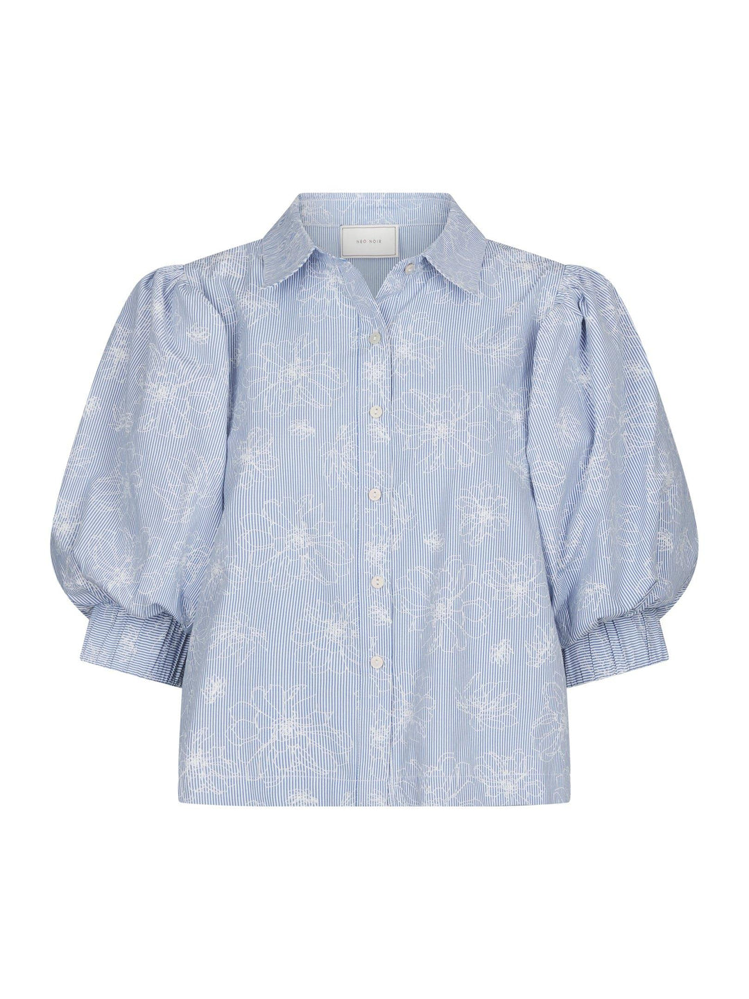 Etta Flower Stripe Shirt Light Blue