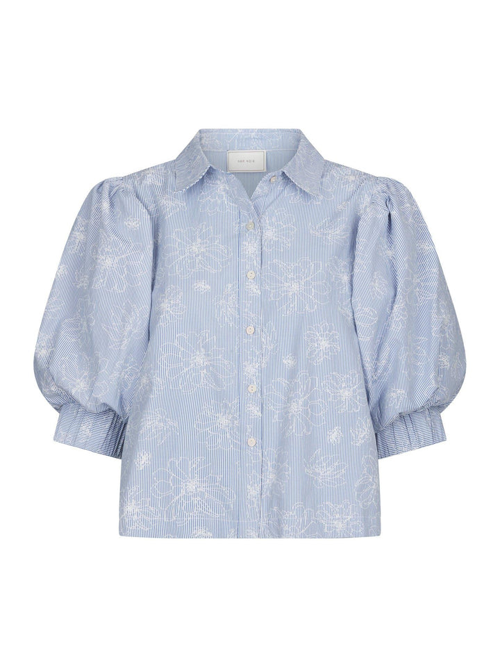 Etta Flower Stripe Shirt Light Blue