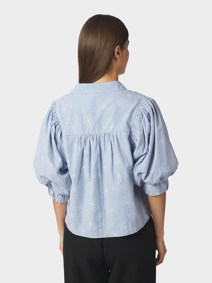 Etta Flower Stripe Shirt Light Blue