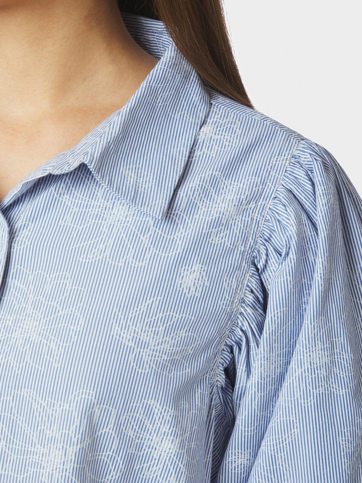 Etta Flower Stripe Shirt Light Blue