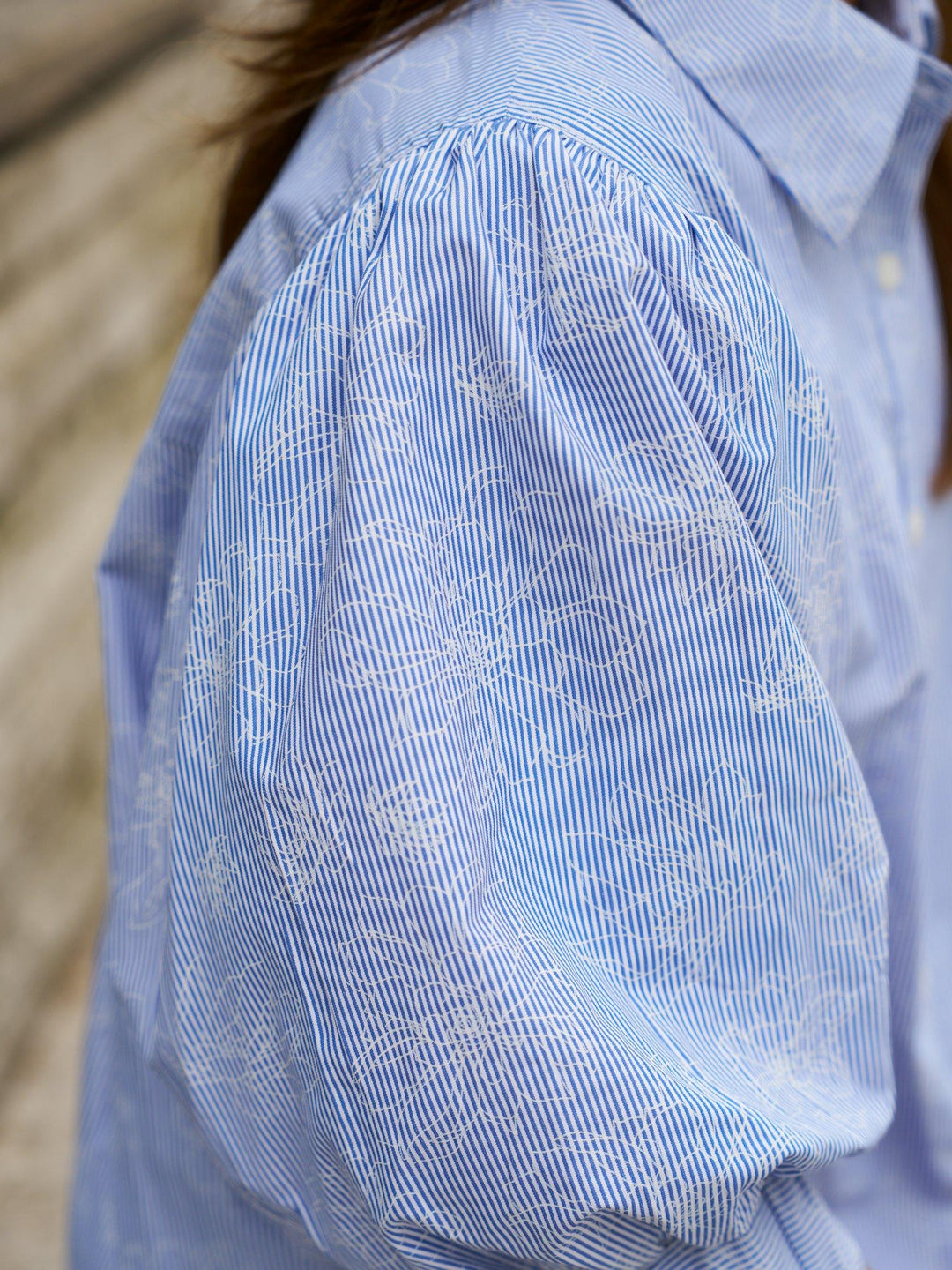 Etta Flower Stripe Shirt Light Blue