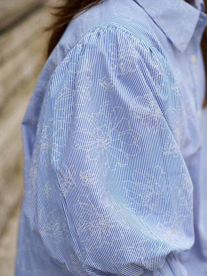 Etta Flower Stripe Shirt Light Blue