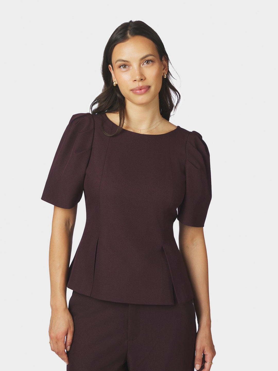 Mellisana Structure Blouse Chocolate Plum