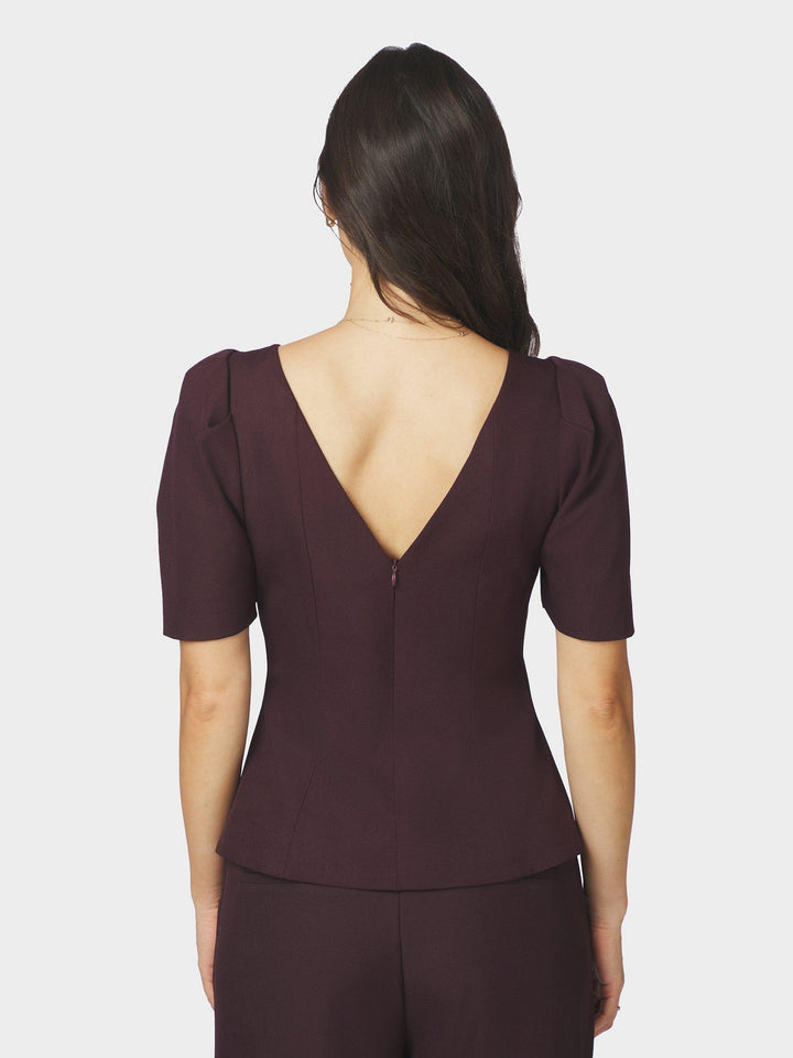 Mellisana Structure Blouse Chocolate Plum