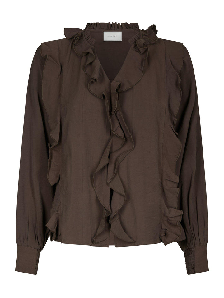 Larine Ruffle Blouse Dark Brown