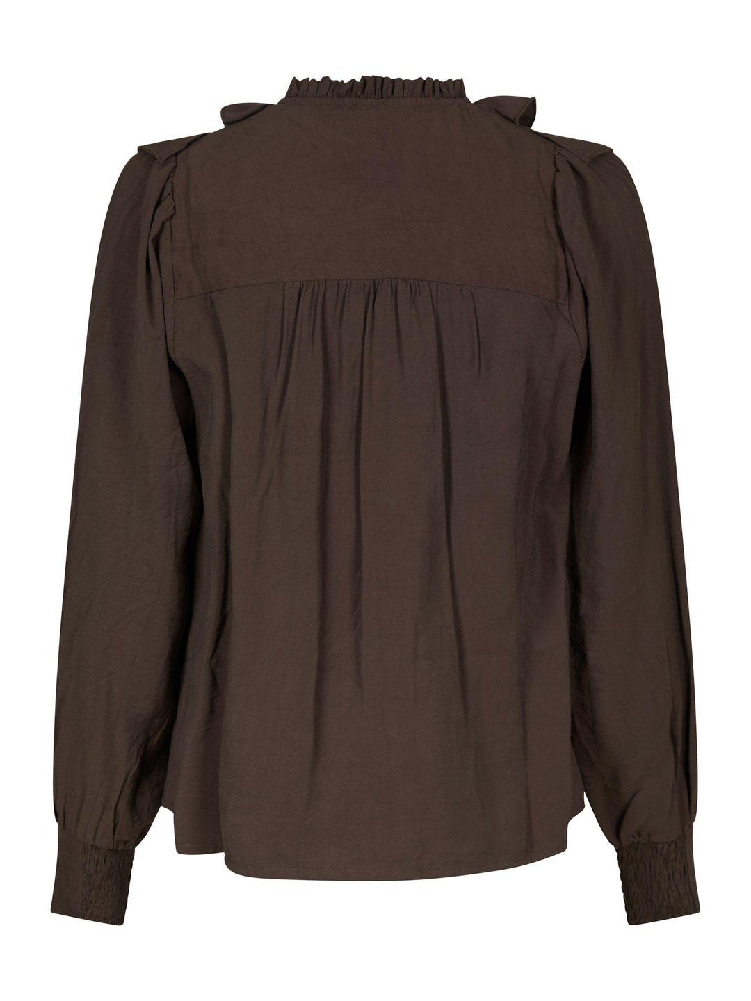 Larine Ruffle Blouse Dark Brown
