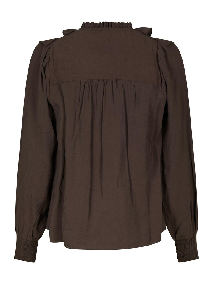 Larine Ruffle Blouse Dark Brown