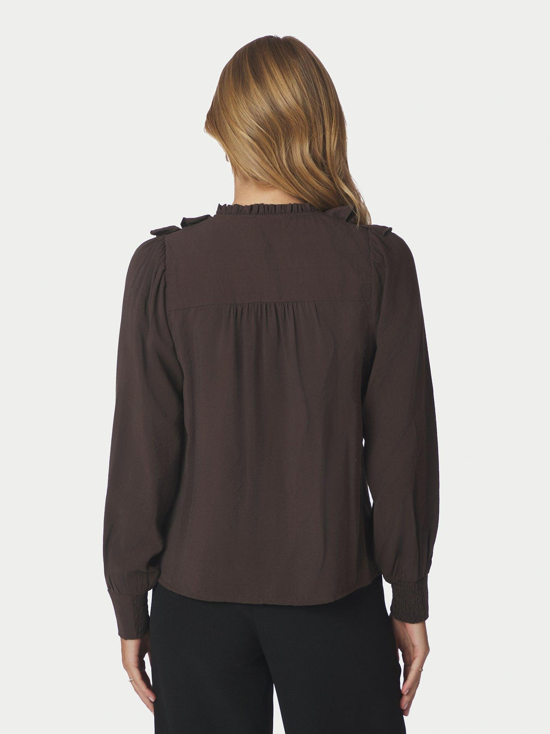 Larine Ruffle Blouse Dark Brown