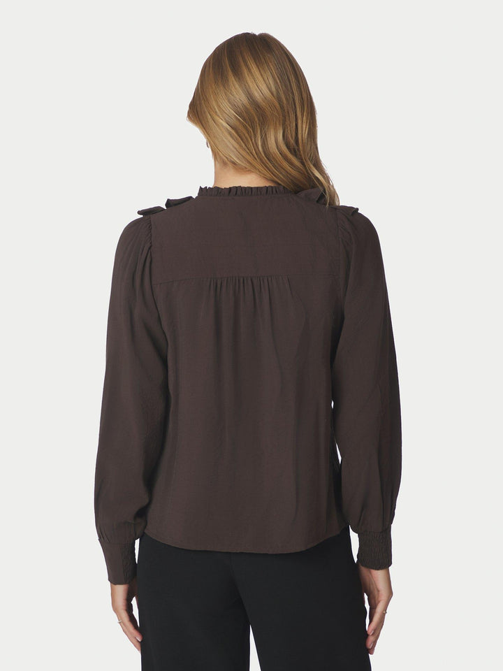Larine Ruffle Blouse Dark Brown