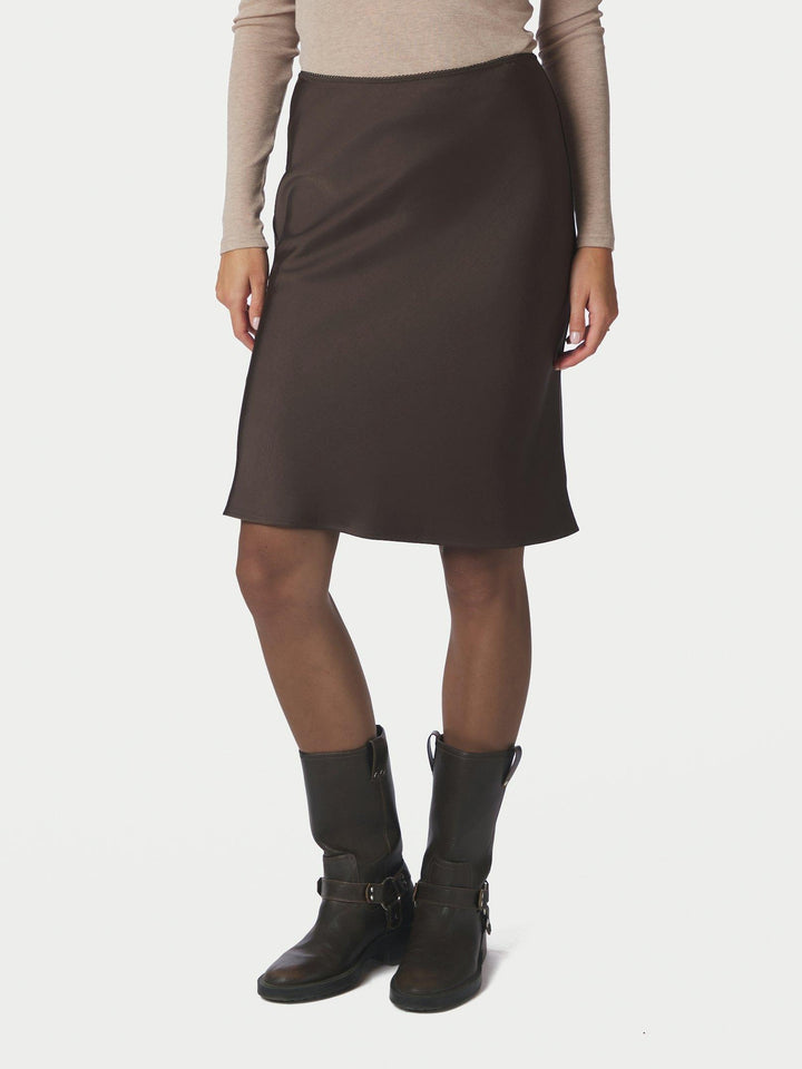 Mindie Heavy Sateen Skirt Dark Brown