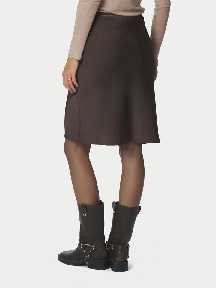 Mindie Heavy Sateen Skirt Dark Brown