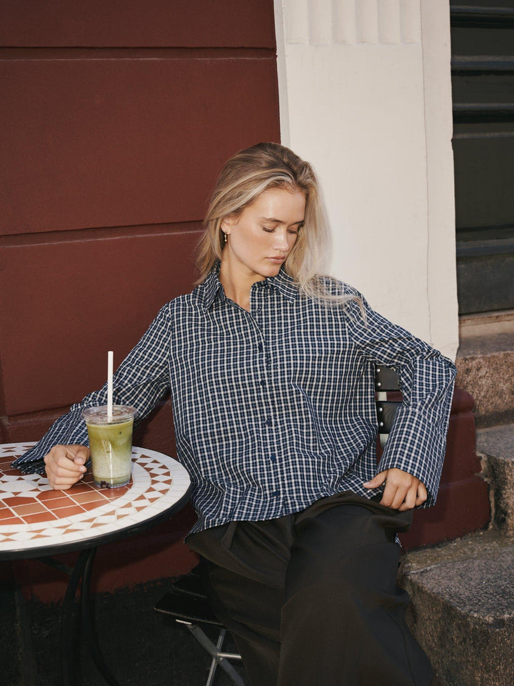 Drew Check Bedaz Shirt Dark Blue